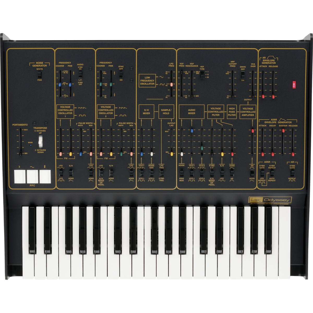 Korg ARP Odyssey FS Rev2 Analog Synthesizer with Full-Sized Keys (Black/Gold)