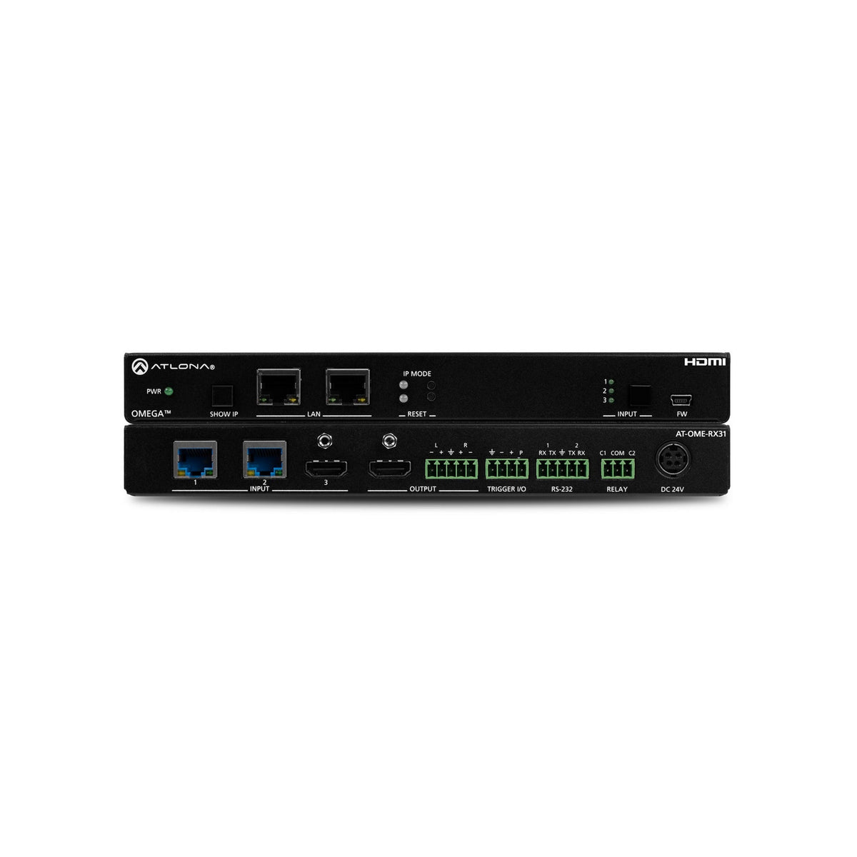 Atlona AT-OME-RX31 3x1 AV Switcher and Dual HDBaseT Receiver with Scaler and HDMI Input