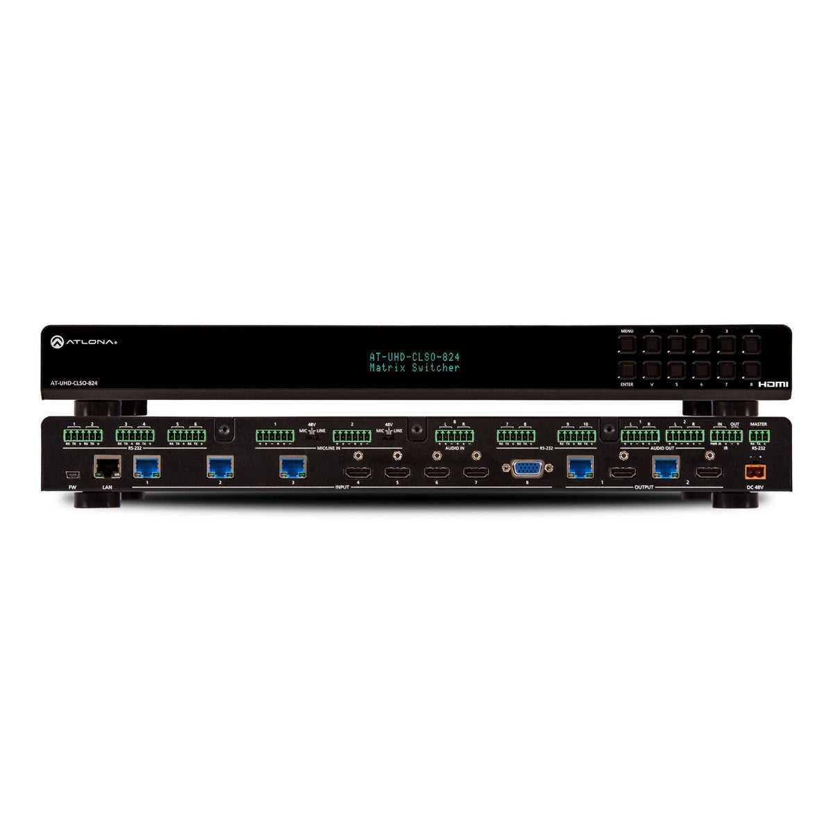 Atlona AT-UHD-CLSO-824 8x2 Multi-Format Matrix Switcher with Dual, Mirrored HDMI / HDBaseT Outputs