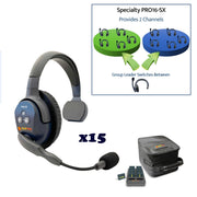 Eartec UltraLite PRO16 SX Single-Headset System - ETP15S-SX (14 Single Ear PRO16, 1 with Switch, Batteries/charger/case)