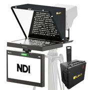 Ikan PT419W-NDI-TMN-TK Aura 19-Inch POE++ NDI Teleprompter, NDI Talent Monitor with Full NDI Encoding/Decoding, IP Tally Light, and Travel Kit