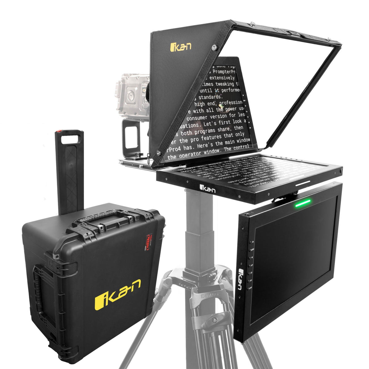 Ikan PT419W-TM-TK 19-Inch Teleprompter with Widescreen Script Monitor, Talent Monitor, and Travel Kit