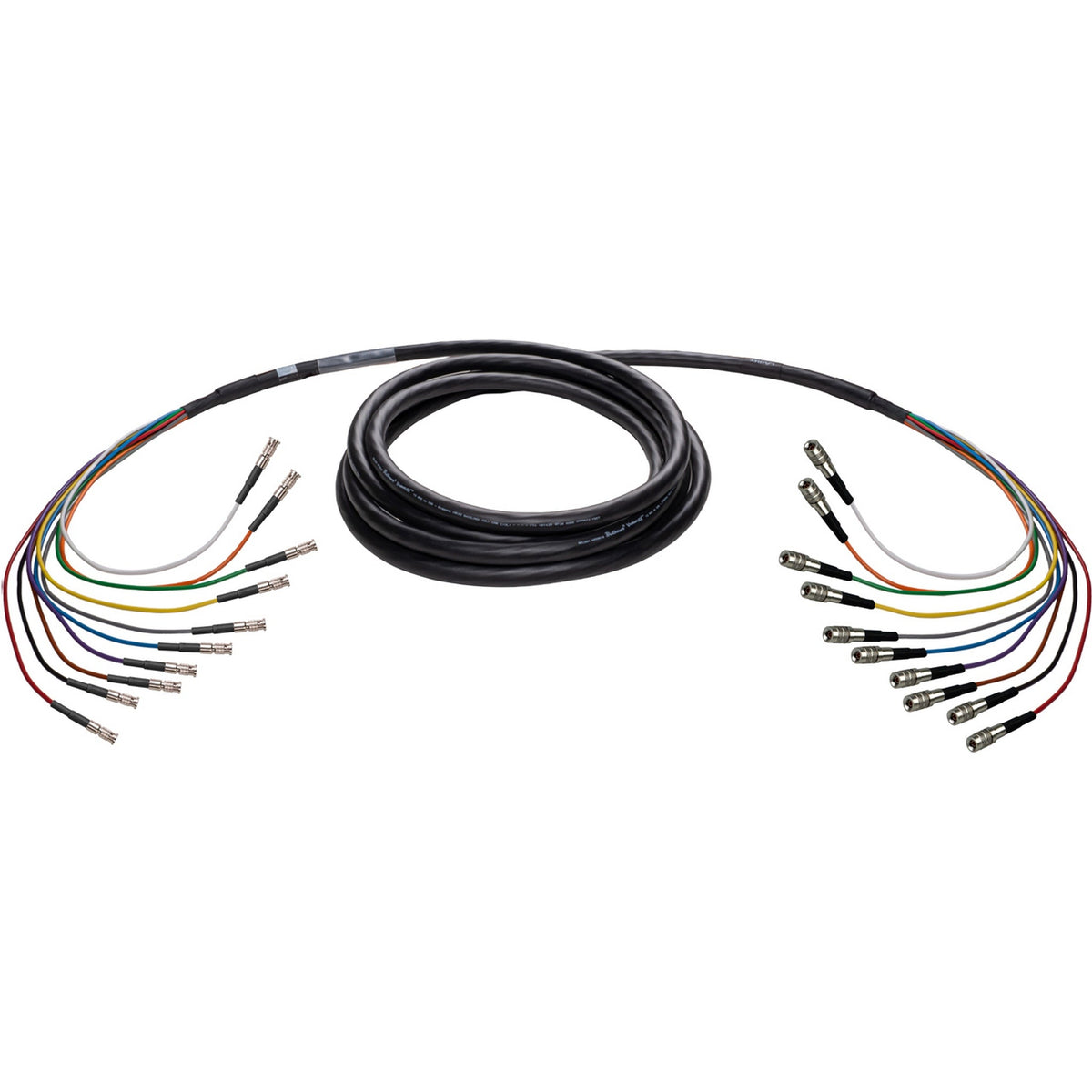 Laird 4855R10-D-MB Mini RG-59 DIN 1.0/2.3 Male to HD-BNC Male 12G-SDI/4K UHD Belden 10-Channel Snake Cable