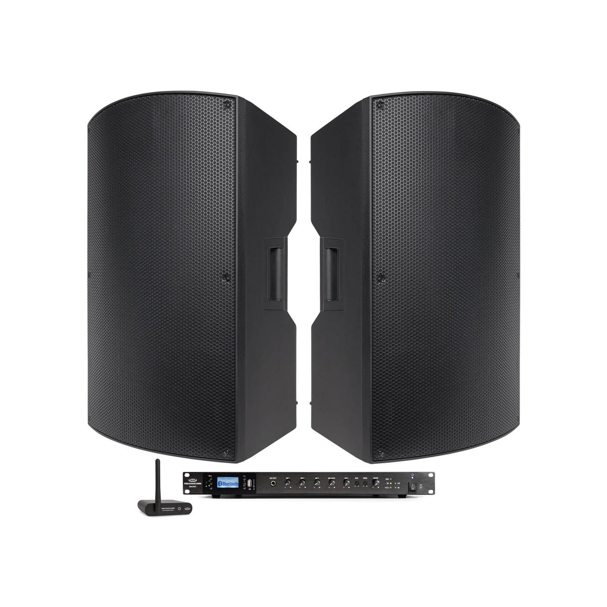 Pure Resonance Audio Group Fitness Sound System with (2) P115 15-Inch Passive PA Speakers, RMA500BT 500W Mixer Amplifier, and BTR1 Bluetooth Receiver