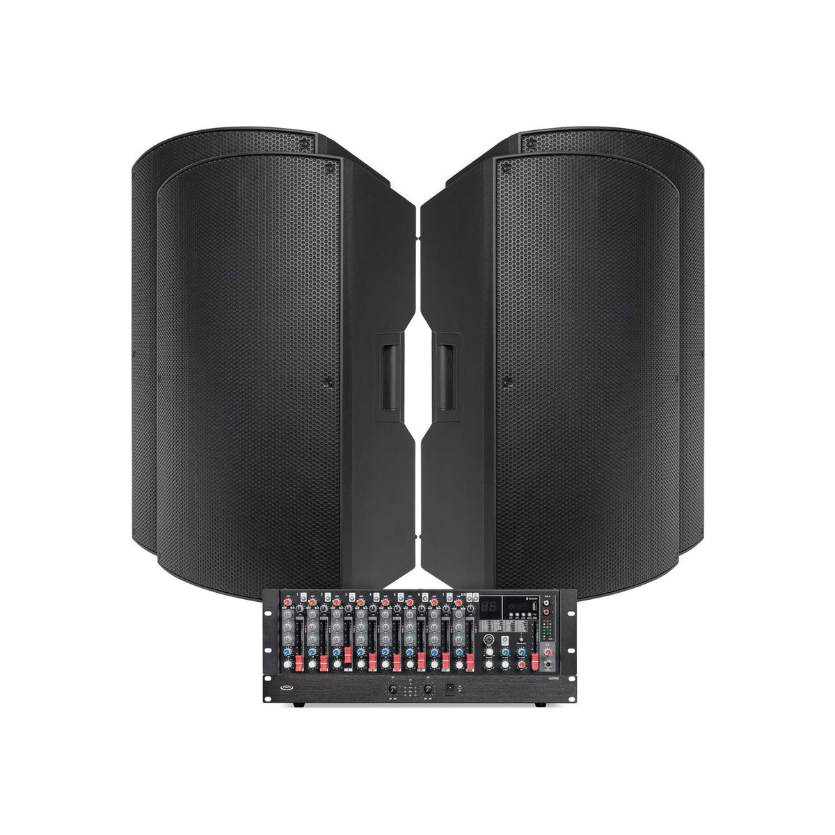 Pure Resonance Audio Fitness Audio System with (4) P115 15-Inch Passive PA Speakers, MX9 9-Channel Mixer, and LA21000 1000W Power Amplifier