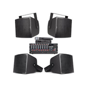Pure Resonance Audio Gymnasium Speaker System with (4) S12 12-Inch All-Weather Speakers, MX9 Mixer, LA21000 Power Amplifier, and WMS1-HH Wireless Handheld Microphone
