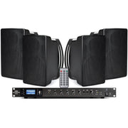 Pure Resonance Audio 70V Outdoor Sound System with 4 S5 Weather-Resistant Surface Mount Speakers and RMA240BT 240W Bluetooth Mixer Amplifier