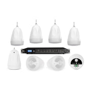 Pure Resonance Audio Business Pendant Speaker Sound System with 8 PD4W Weather-Resistant Pendant Speakers and RMA240BT 240W Bluetooth Mixer Amplifier