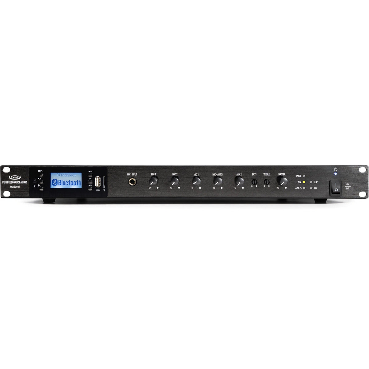 Pure Resonance Audio RMA500BT 5-Channel 500W Rack Mount Mixer Amplifier with Bluetooth
