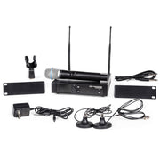 Pure Resonance Audio Gymnasium Audio System with (6) P115 15-Inch Passive PA Speakers, MX84 4-Zone Mixer, (2) LA21000 Power Amplifiers, and WMS1-HH Wireless Handheld Microphones