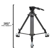 Ikan EG780A2D 2-Stage Aluminum Fluid Head Tripod Kit with Dolly and Adjustable Drag<