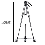 Ikan EG780A2D 2-Stage Aluminum Fluid Head Tripod Kit with Dolly and Adjustable Drag<