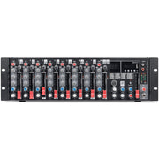 Pure Resonance Audio High School Gym Sound System with (6) S12 12-Inch All-Weather Speakers, MX9 Mixer, (2) LA21000 Power Amplifiers, and WMS1-HH Wireless Handheld Microphone
