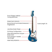 Fender American Vintage II 1966 Jazz Bass - Lake Placid Blue Antigua