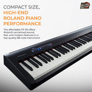 Roland FP-30X 88-Key Digital Piano - Black w/ Roland KSC-70 Stand