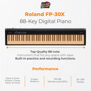 Roland FP-30X 88-Key Digital Piano - Black w/ Roland KSC-70 Stand