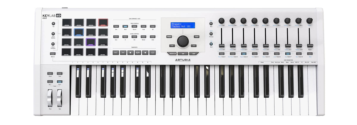 Arturia KeyLab 49 MkII Keyboard Controller - White w/ Sustain Pedal
