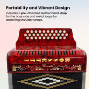 Rossetti 3112 31-Button 12-Bass Diatonic Accordion, Key of GCF - Red w/ Hard Case