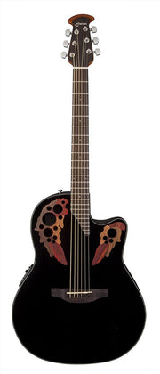 Ovation Celebrity Elite CE44 Mid Depth Acoustic Electric Guitar - Black