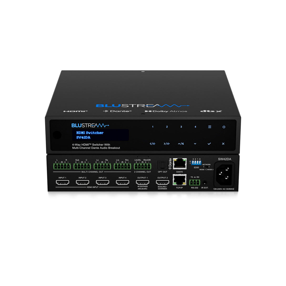 Blustream SW42DA 4x2 HDMI 2.0 Matrix Switcher with Dante Audio